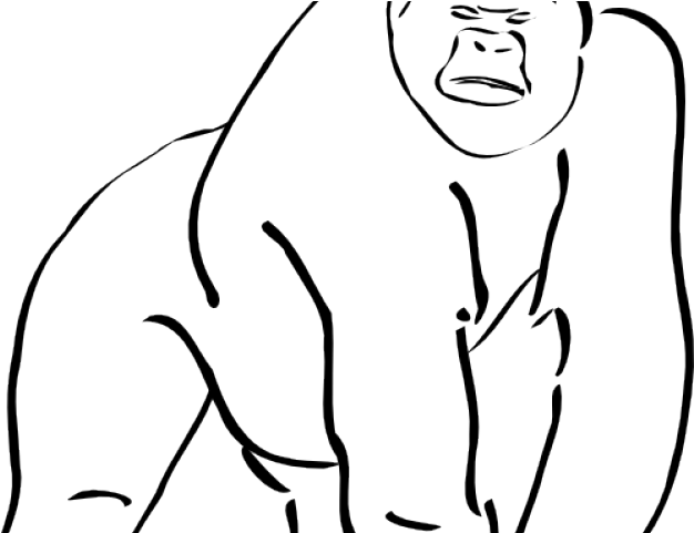 Gorilla Clipart Footprint - Gorilla Cartoon Black And White (640x480)