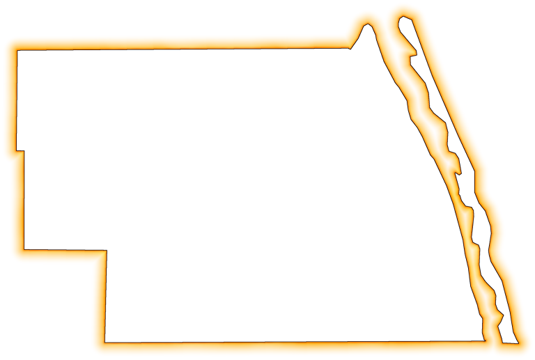 A Yellow-orange Glow Outline Map Of Indian River - Portable Network Graphics (768x517)