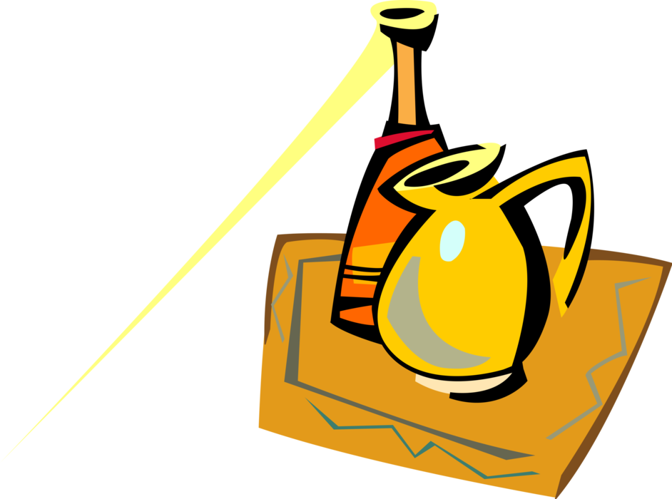 Vector Illustration Of Jug With Vase - Vector Illustration Of Jug With Vase (942x700)