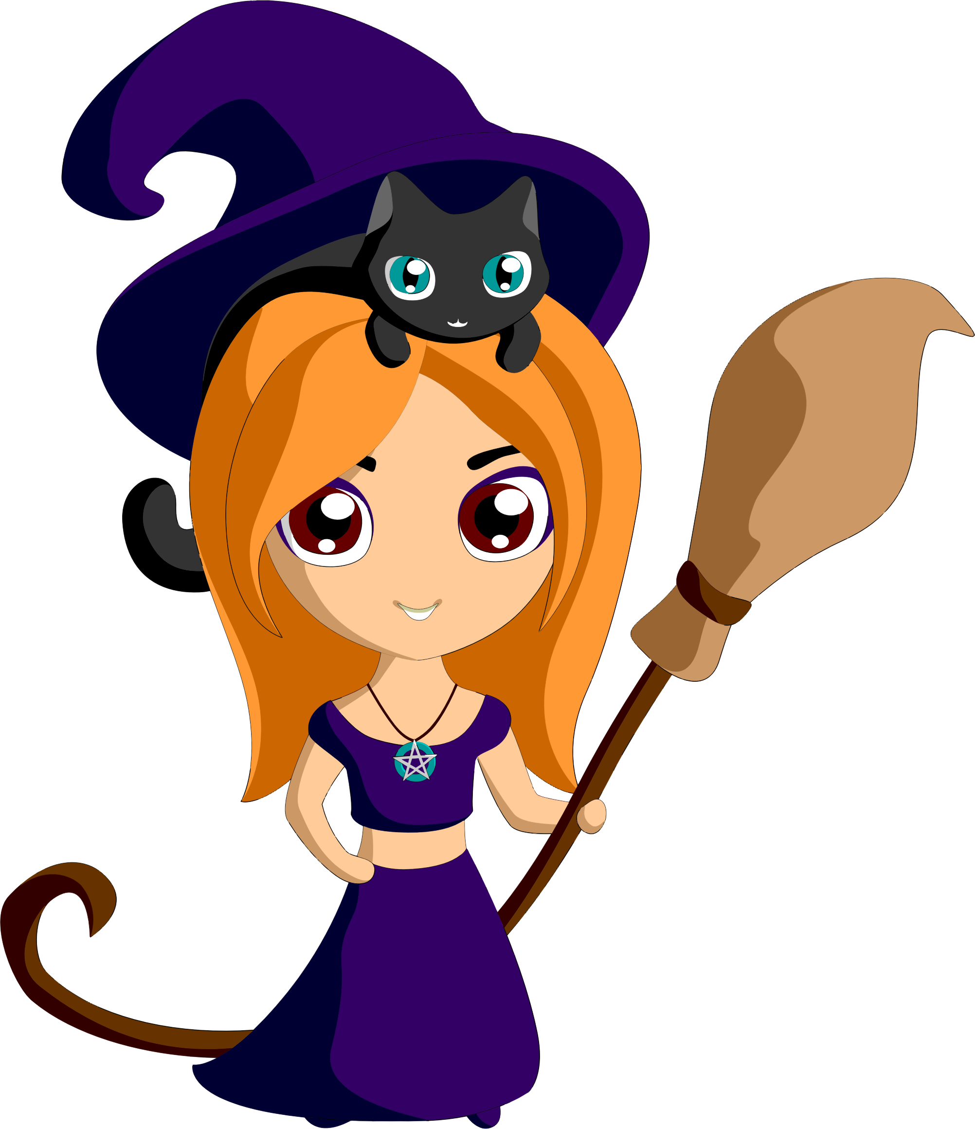 Video Halloween Witch Painting Public Domain - Cute Witch (2004x2320)
