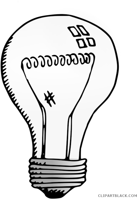 Light Clipart Black And White - Clip Art Transparent Light Bulb (495x700)