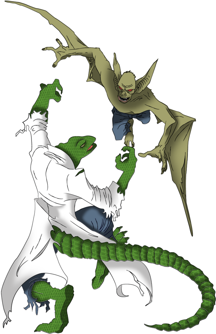 Leopard Lizard Clipart Superhero - Lizard Vs Man Bat (726x1100)
