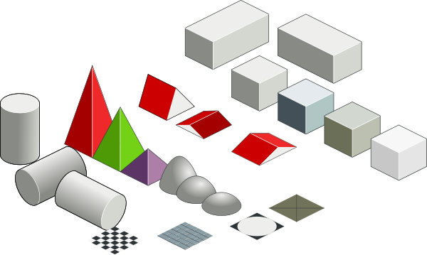 Set Of Basic Isometric Figures Clipart Png - Set Of Basic Isometric Figures Clipart Png (600x359)