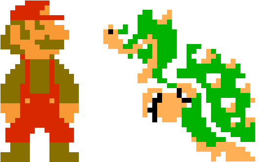 Boulder Vector 8 Bit Clip Art Freeuse Stock - Super Mario Bros Bowser Sprite (571x372)