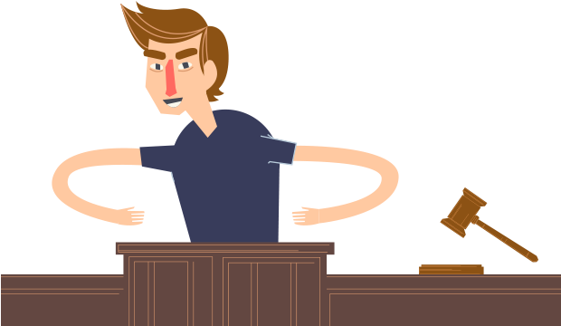 Boy Sitting In A Witness Box With A Gavel - Witness (619x394)