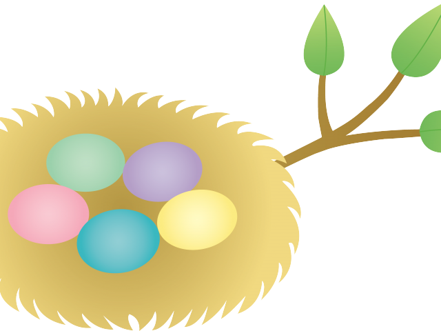 Ham Clipart Easter - Cartoon Eggs In A Nest (640x480)