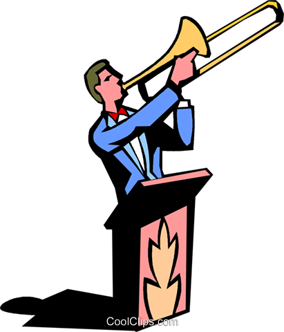 Trombone Player Royalty Free Vector Clip Art Illustration - Clip Art (411x480)