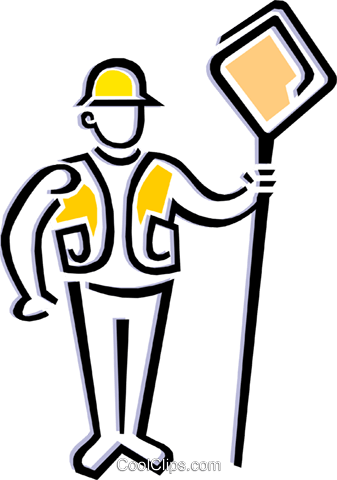 Worker Holding Road Sign Royalty Free Vector Clip Art - Worker Holding Road Sign Royalty Free Vector Clip Art (337x480)