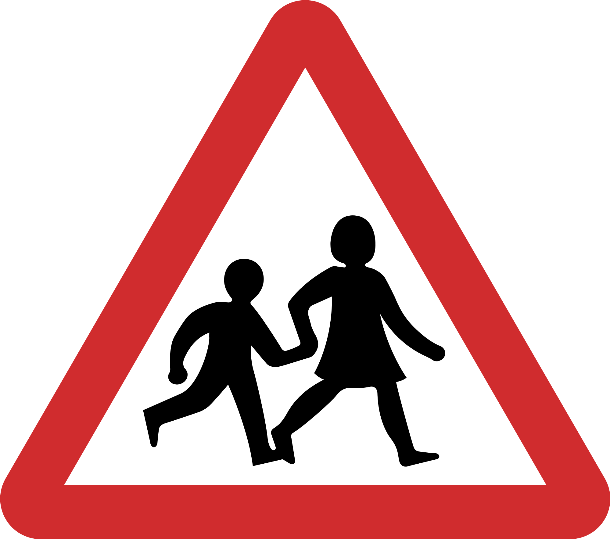 Roadsign Vector Silhouette - School Ahead Road Sign (2000x1767)