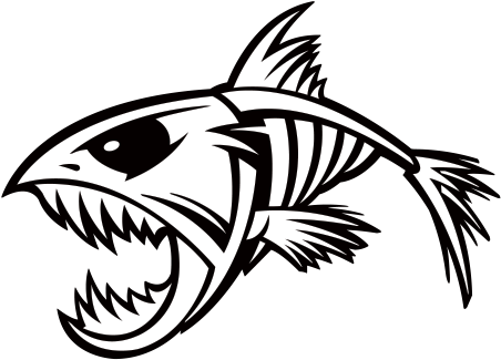 Printed Vinyl Fish Bones Skull Stickers Factory - Tatuajes De Esqueleto De Pescado (600x600)