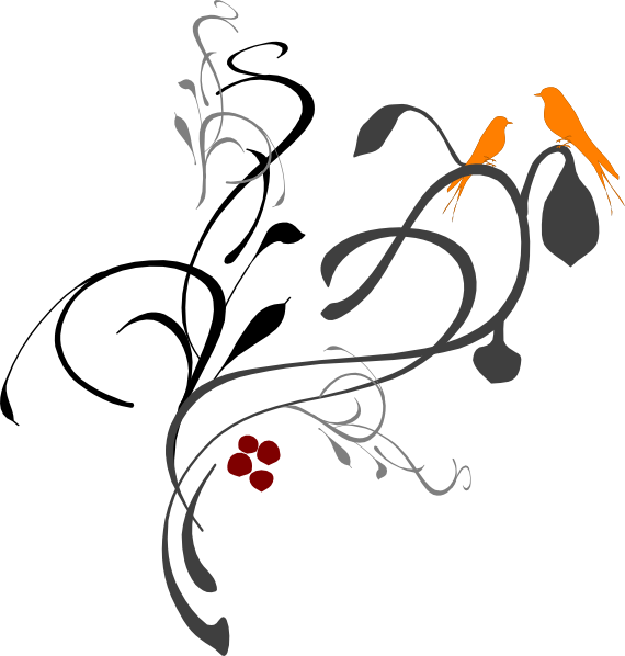 This Free Clip Arts Design Of Birds On A Branch Black/grey - This Free Clip Arts Design Of Birds On A Branch Black/grey (570x598)