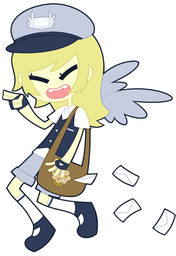Nekozneko, Derpy Hooves, Humanized, Mail, Safe, Winged - Drawing (653x871)