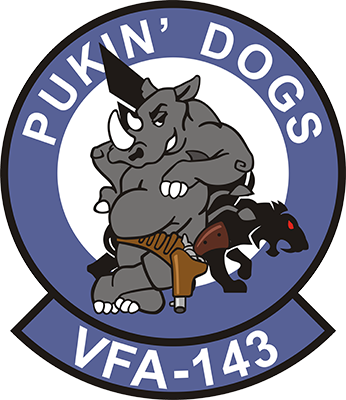 F/a 18 Rhino Vfa 143 Pukin' Dogs - Us Navy Squadron Logo (346x400)