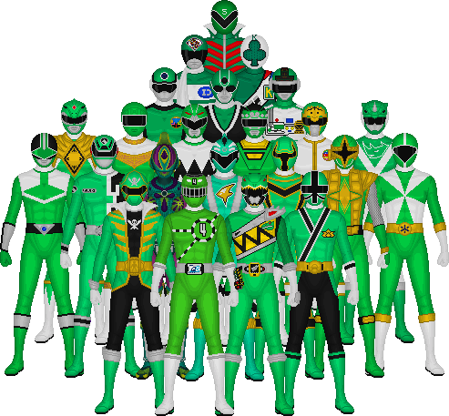 All Of Super Sentai's Greens By Taiko554 On Deviantart - Power Rangers Pirate Legends (493x457)