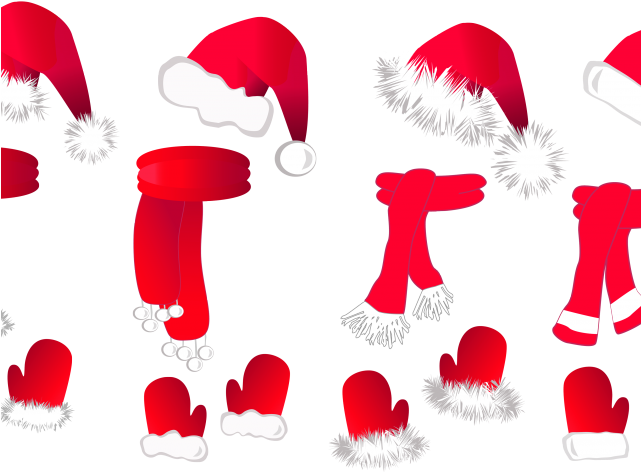 Gloves Clipart Coat Hat - Christmas Set: Santa Claus Hat, Scarf A Large Mug (640x480)