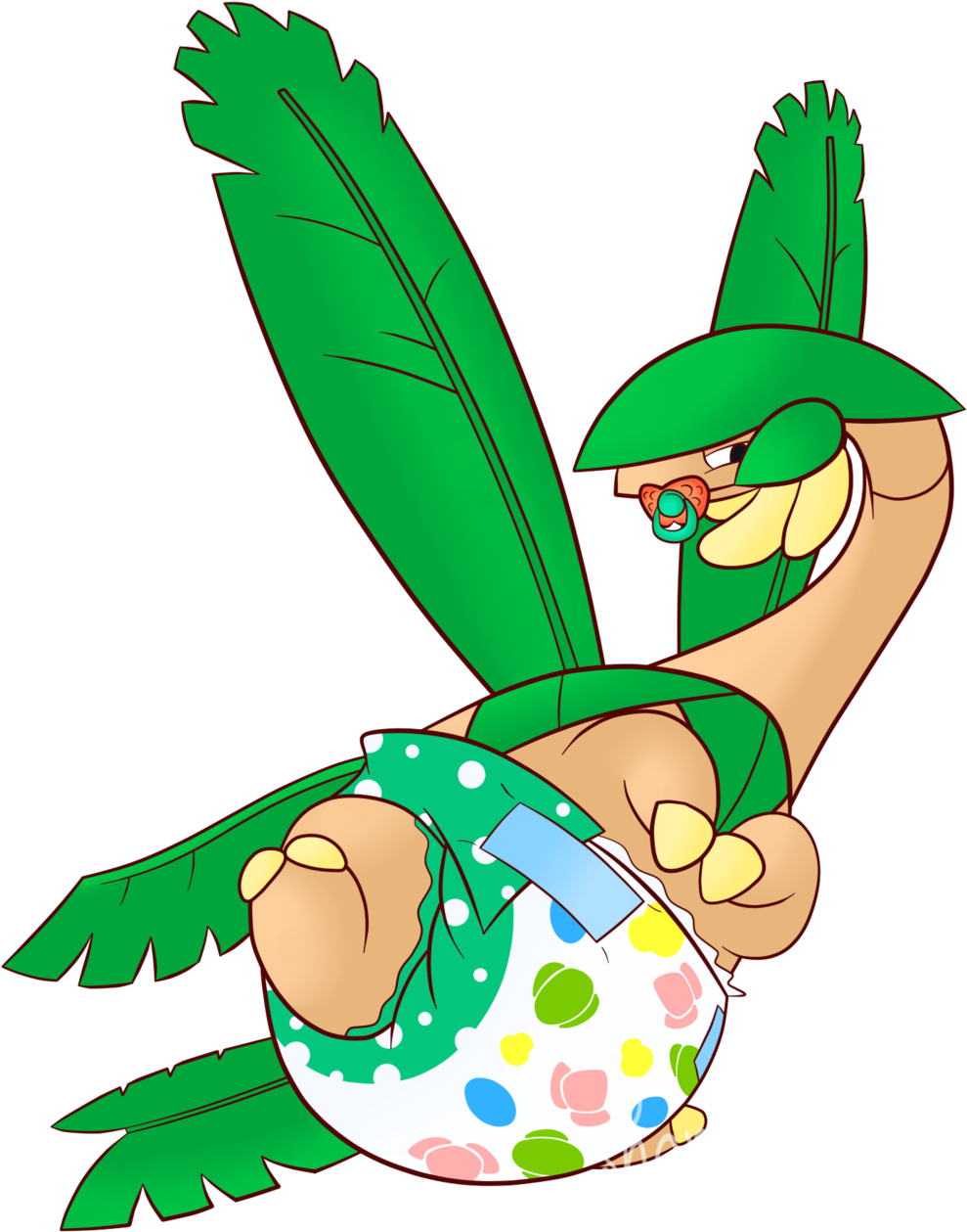 Tropius Clipart And Featured Illustration - Cute Diaper Pokemon Embarrassed (1024x1287)
