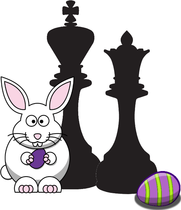 Easter Bunny With Chess King And Queen - White Easter Bunny Shower Curtain (634x722)
