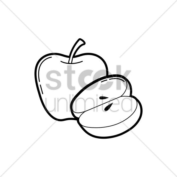 Apple Slice Outline Clipart Apple Pie Clip Art - Apple (600x600)