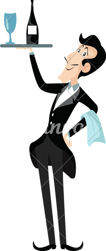 Vector Illustration Waiter Character Servant - Illustration (339x800)