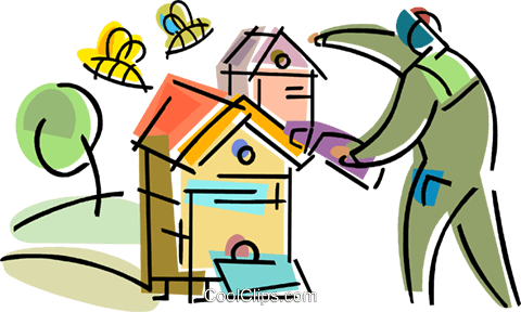 Beekeepers Apiarists Royalty Free Vector Clip Art Illustration - Beehive (480x288)