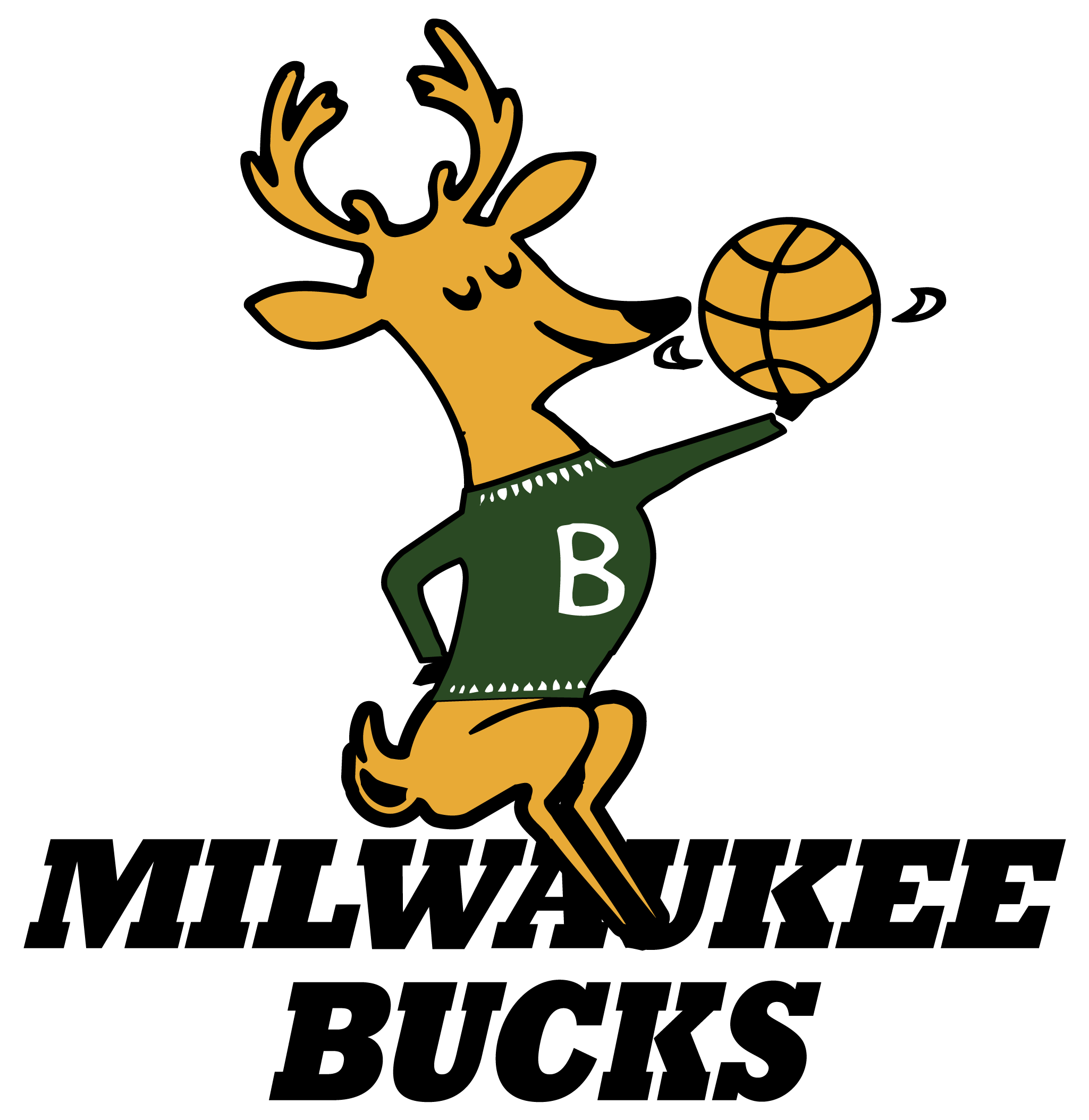 Clip Art Black And White Buck Vector Milwaukee - Milwaukee Bucks Throwback Logo (3840x2160)