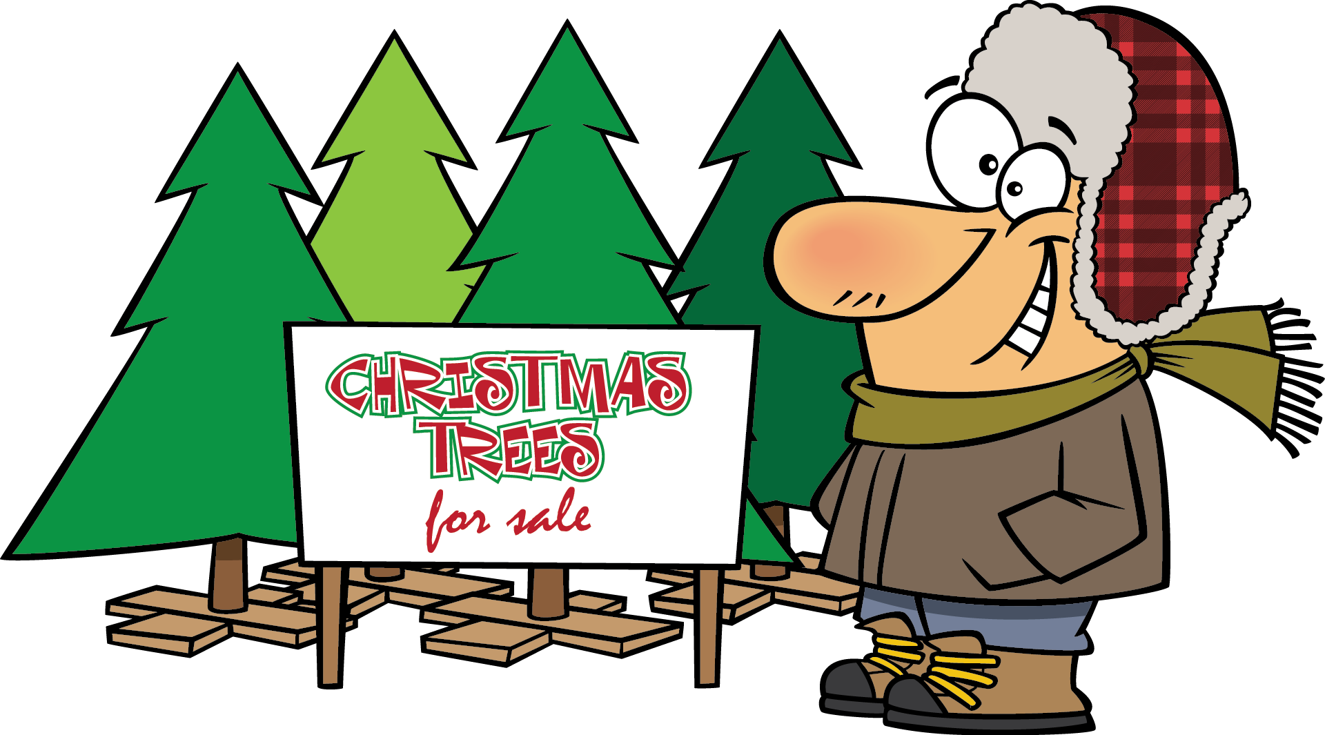 Christmas Is Gone - Selling Christmas Trees Cartoon (1920x1065)