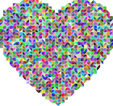 Crystal Heart Glass Description Pixel Art - Triangular Mosaic (361x340)