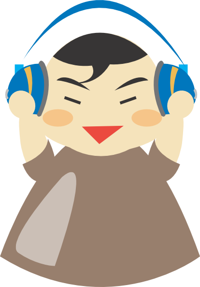 Asian Cartoon Characters - Kid With Headphones Clipart (414x593)
