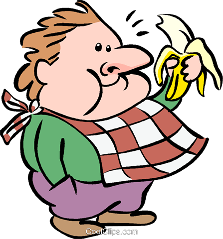 Banana Man Clipart - Eating Banana Cartoon Png (447x480)