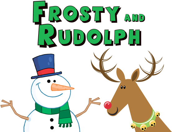 Frosty & Rudolph - Snowman With A Broom (595x444)
