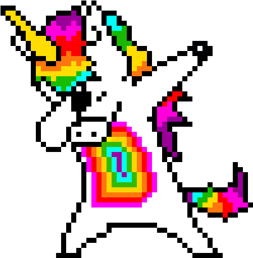 Da Da Da Dab - Facile Licorne Pixel Art (620x640)