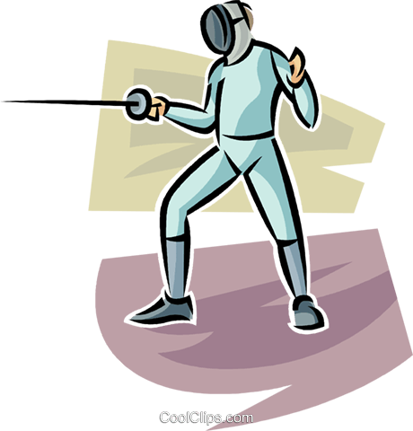 Foilsman Royalty Free Vector Clip Art Illustration - Olympic Fencing Clipart (460x480)