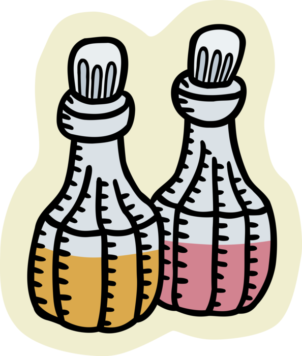 Black And White Stock Oil And Vinegar Bottles Image - Salad (594x700)