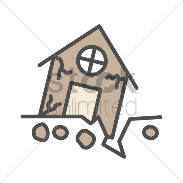 House In Earthquake Vector Image Stockunlimited Graphic - Earthquake House Clipart (600x600)