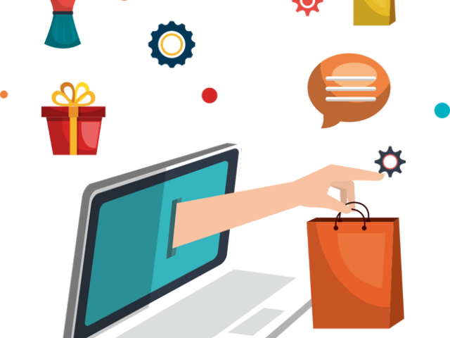Iphone Clipart Facebook - Online Shopping Flat Design (640x480)
