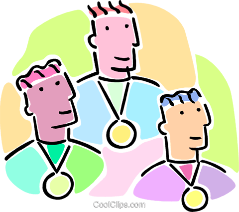 Athletes With Medals Royalty Free Vector Clip Art Illustration - Winners Clipart (480x425)