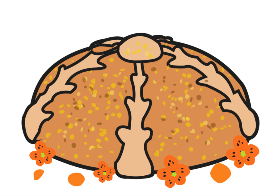 Download Orange Clipart Pan De Muerto Day Of The Dead - Pan De Muerto (900x637)