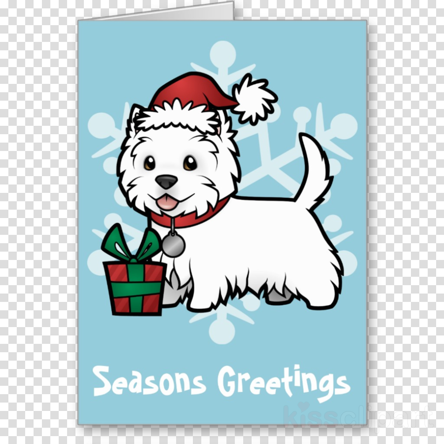 Christmas Pet Cartoon Clipart Dog Breed West Highland - Christmas Cards Dogs Cartoon (900x900)
