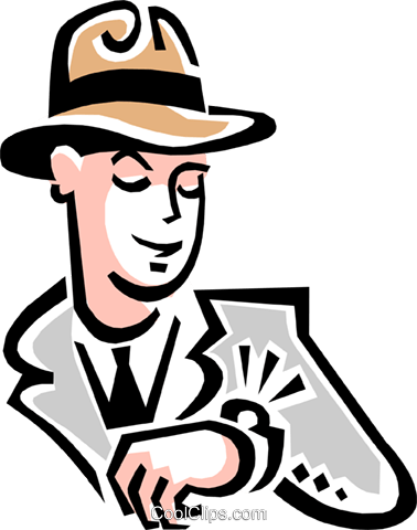 Man Looking At Watch Royalty Free Vector Clip Art Illustration - Looking At Watch Png (378x480)