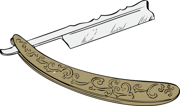 Old Razor - Navalha De Barbeiro Desenho (611x360)