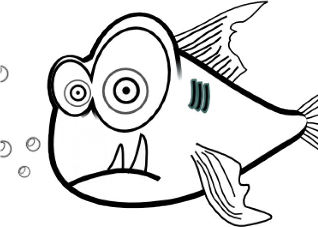 Piranha Clipart Black And White - Fish Coloring Pages (640x480)