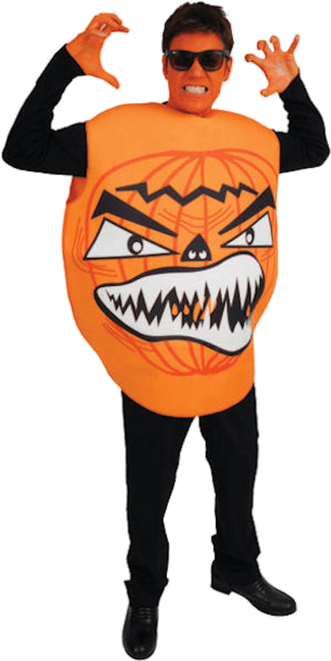 Adult Killer Pumpkin Halloween Jokers Masquerade - Pumpkin Costume For Guys (600x951)