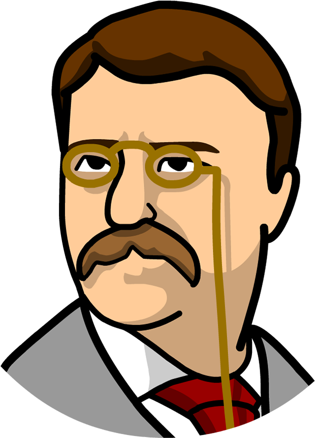 Theodore Roosevelt Clipart Swirl - Teddy Roosevelt Cartoon Face (880x880)