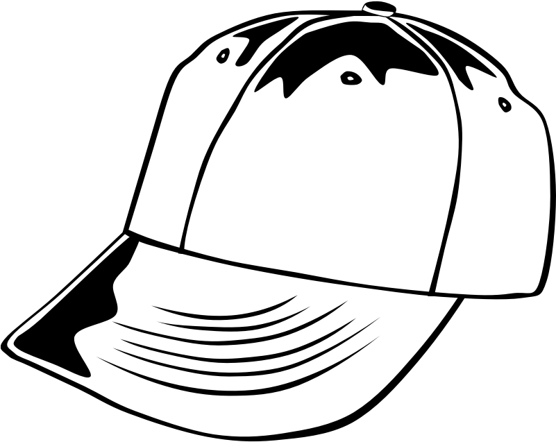 Clipart - Baseball Cap - Cap Black And White (800x800)