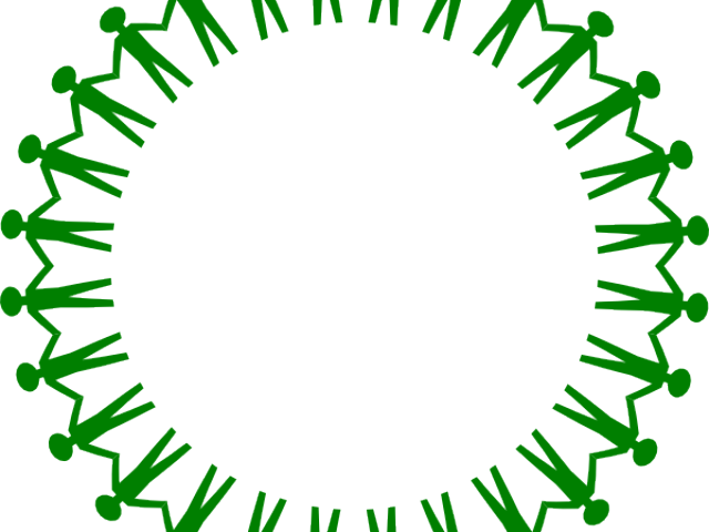 Tree Clipart Family Reunion - Stick People Holding Hands In A Circle (640x480)