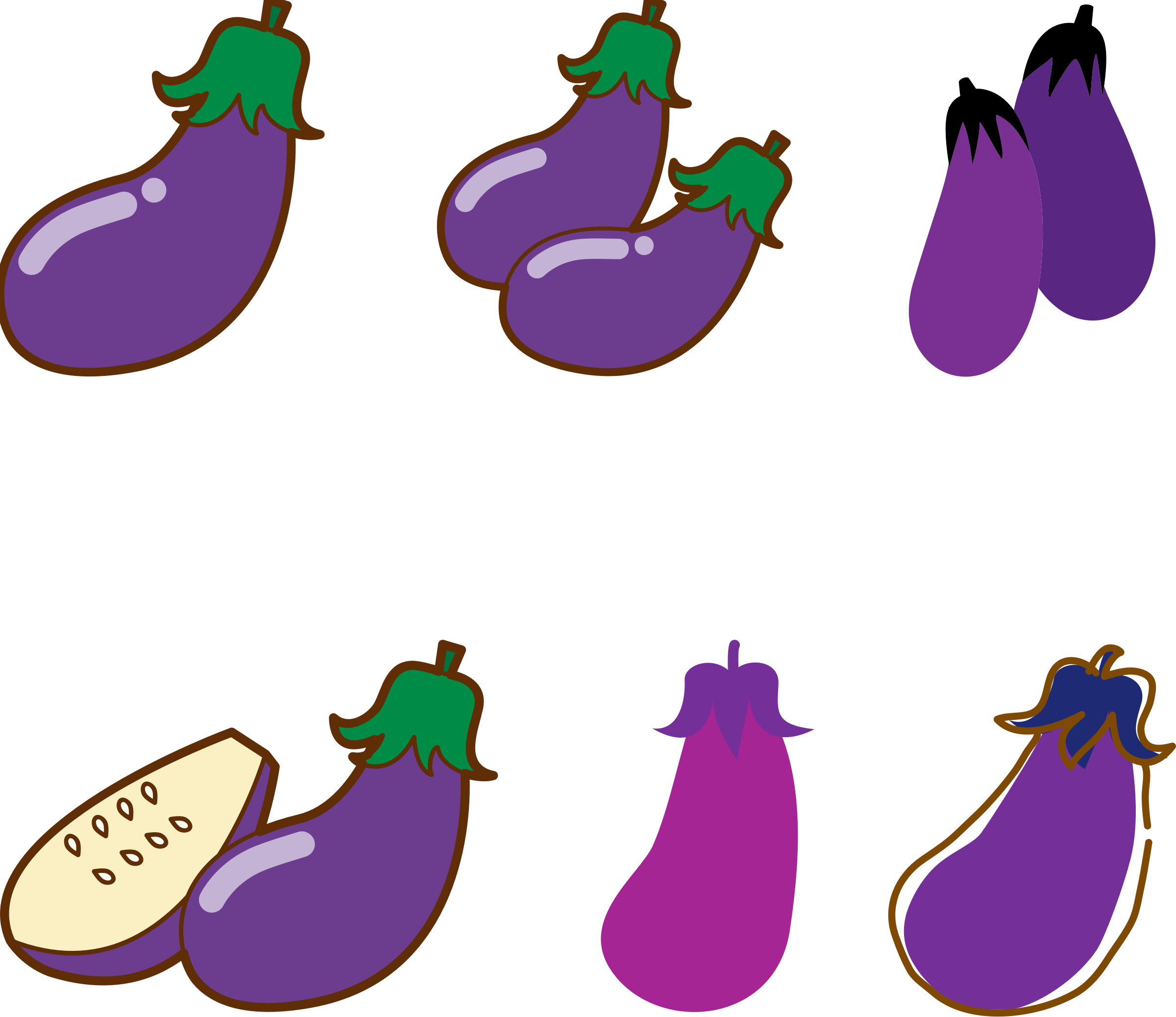 Big Image - Eggplants Clipart (2400x2075)