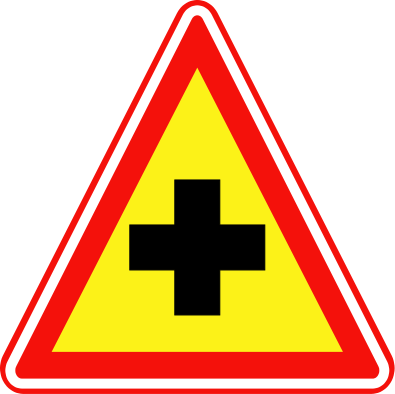 Crossroads Sign Clip Art Clipart - Cross Road Traffic Sign (395x394)
