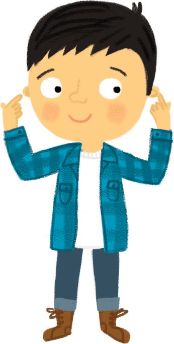 Boy Pointing To His Ears - Boy Pointing To Ears Clipart (346x683)