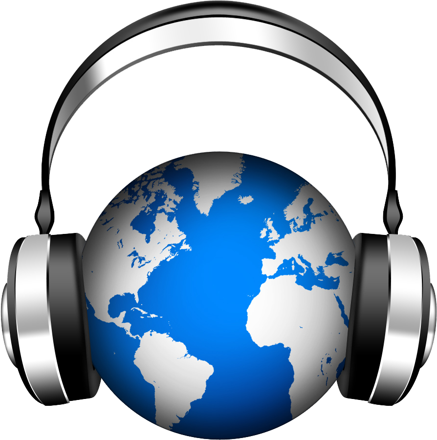 Listen Your Favorite Music - Globe Wearing Head Phones (928x938)