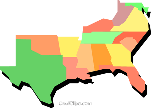States Graphic Freeuse Stock Techflourish Collections - United States Southern States Map (480x346)